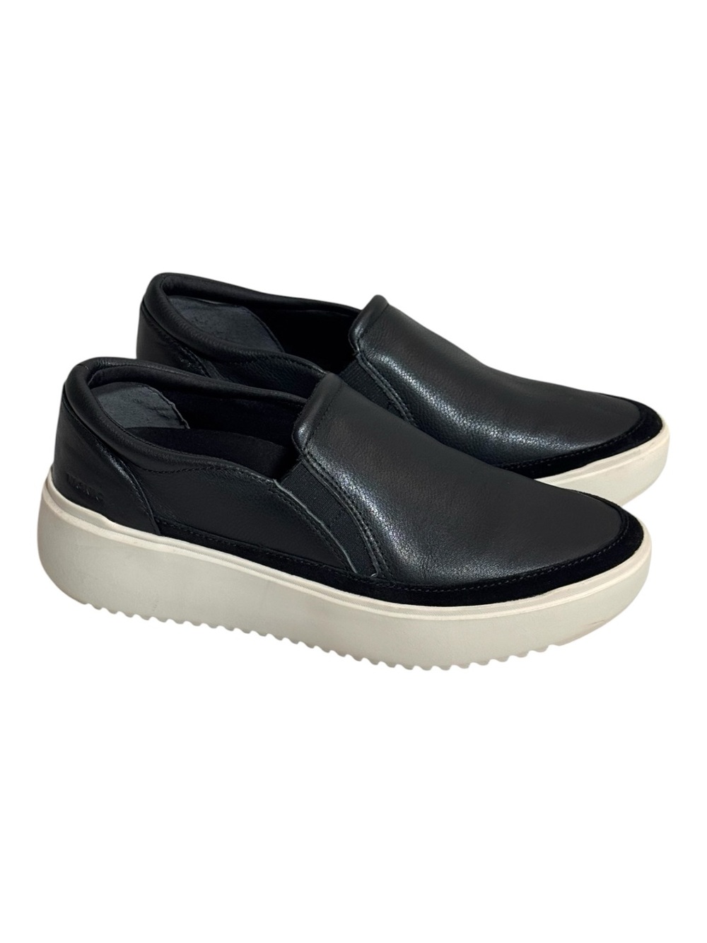 Vionic Kearny Black Leather Platform Slip On Sneakers Size 8 Comfort